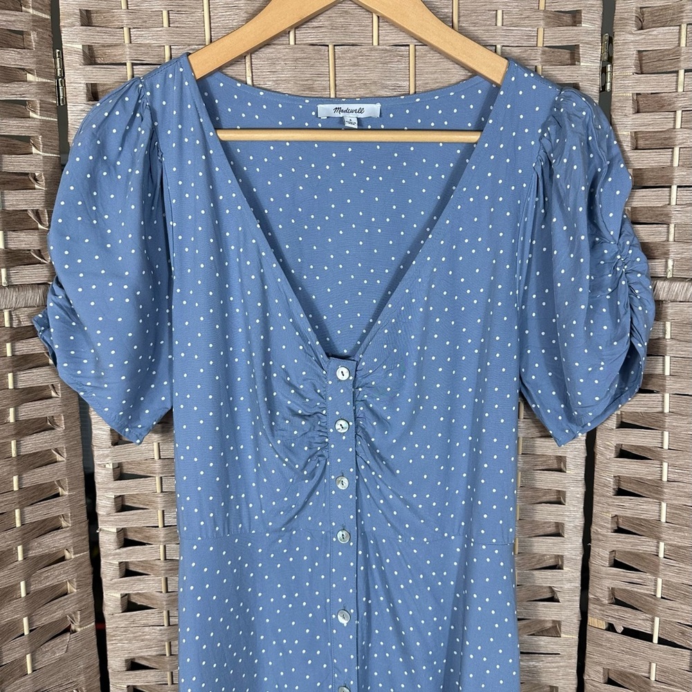 Madewell Leedra Button-Front Midi Dress in Dot - Size 6 - Picture 4 of 11